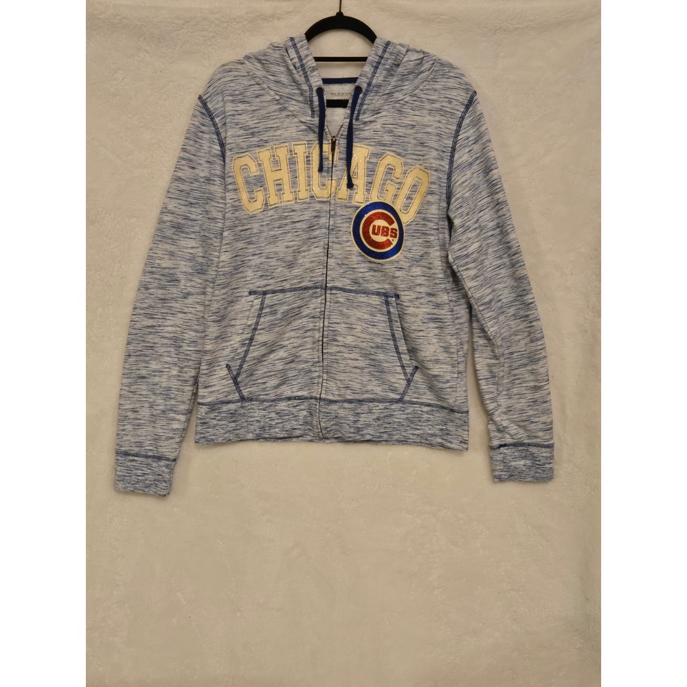 5th & Ocean Chicago Cubs Womens Large MLB Full Zip Bling Hoodie Blue Space Dye‎